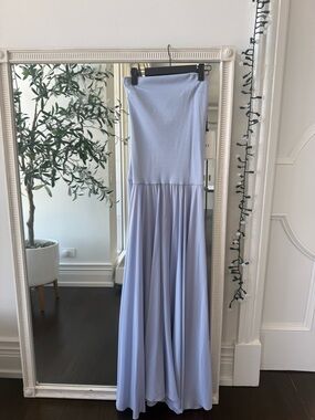 Strapless Sky Blue Evening Gown